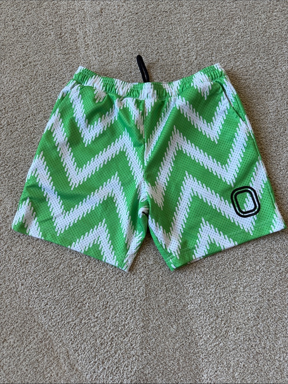 Kids Overtime Green Chevron Mesh Athletic Shorts